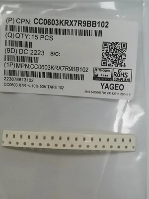 102K / condensateurs 50V en céramique multicouche 0603 SMD de revêtement X7R